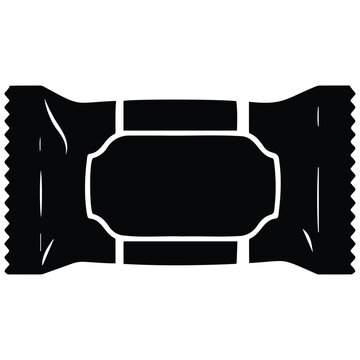 Candy bar vector silhouette illustration, packaged sweet snack icon.