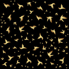 Obraz premium Seamless texture with the swallow, and hexagons. Black silhouettes of birds. Mosaic effect