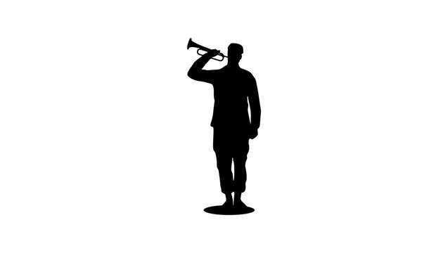 military mobilization symbol, Army Bugler, black isolated vector silhouette