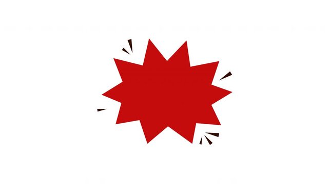 Red comic book star burst shape cartoon graphic symbol for eyecatching designs on a transparent background, suitable for logos, promotions, banners, and posters.