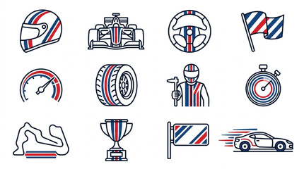 Obraz premium Motorsport and Racing Icons Set