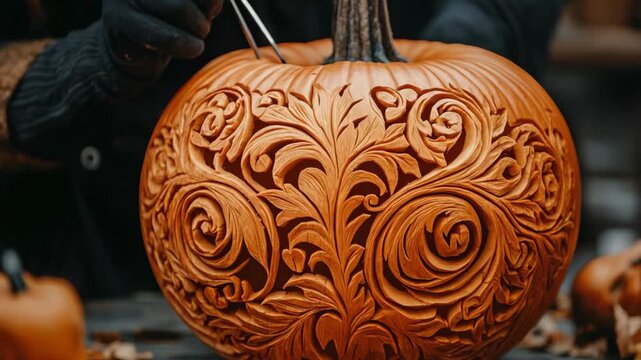 selective focus fruit carving artist making elegant rose shapes for wedding table decor