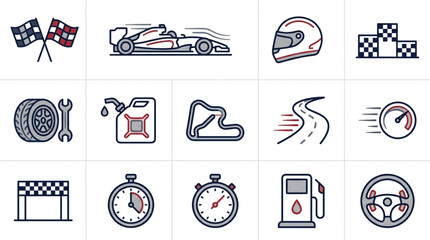 Obraz premium Motorsport and Racing Icons Set