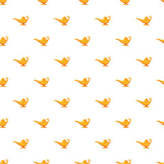 Obraz premium Golden magic lamps forming a seamless pattern on a white background
