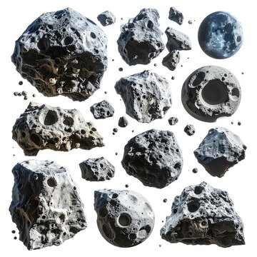 Collection of Moon Rocks and Meteorites.