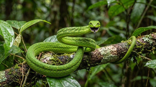 viper snake on tree branch