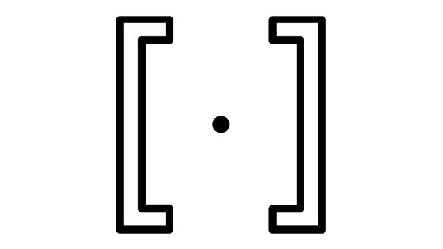 Code brackets symbol line icon vector illustration for software development, programming, web design, and digital technology services, featuring a minimalist square bracket design with a dot.