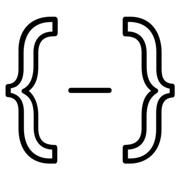 Minimalist programming curly brackets symbol line icon vector illustration for software development, coding, web design, and digital data formatting, featuring a black outline on white background.