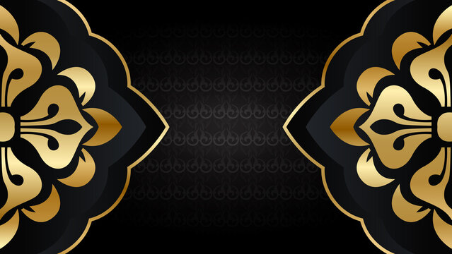 Ornamental Golden Pattern Design on Black Background for Luxury Celebration