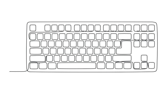 Minimalist continuous line art drawing of a computer keyboard.