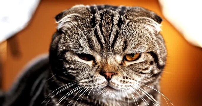 Scottish Fold Cat Looking Angry.