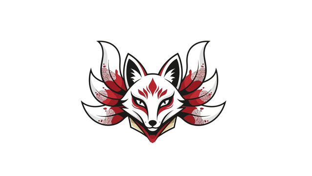 Kitsune Fox Head Illustration Art.