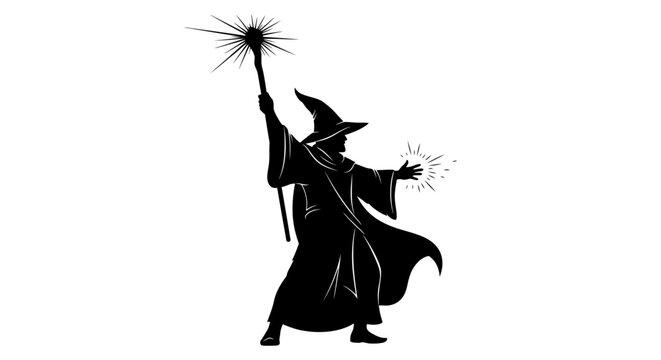 Wizard Casting Magic Spell Silhouette.