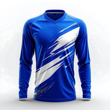 Blue hoodie with striped pattern front view.