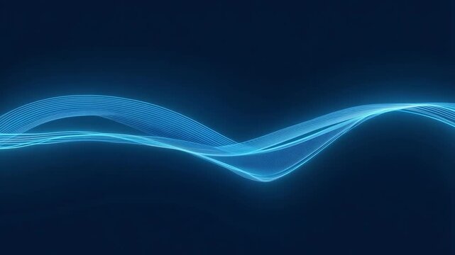 Flowing blue light waves create a dynamic visual effect against a dark background, showcasing a continuous movement and transition across three connected frames