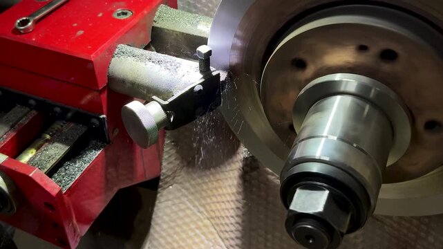 sharpening brake discs. Selective focus.