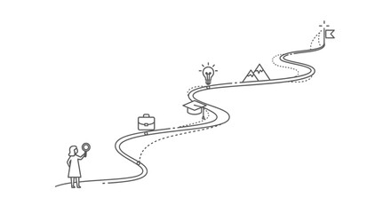 Person Walking on Winding Path.