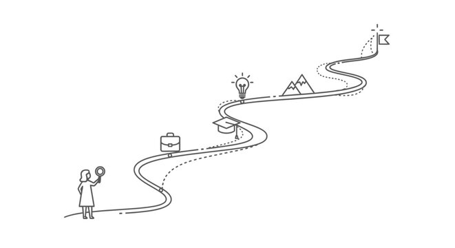 Person Walking on Winding Path.