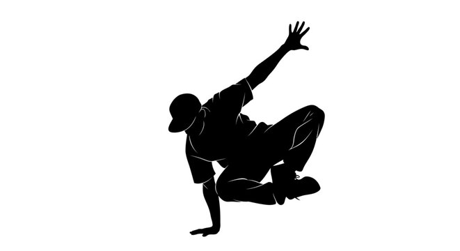 Man Performing Breakdancing Move Silhouette.