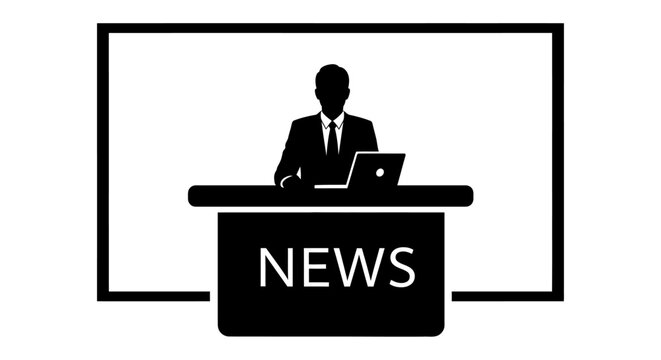 News Desk Anchor Television Broadcast.
