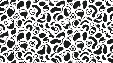 Fototapeta premium Black and white abstract shapes pattern.