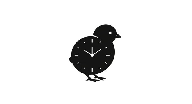 Baby Chick Clock Silhouette Concept Time Symbol Black White