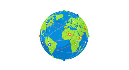 Global Network Connection on Earth Globe, Digital World Map © kondang