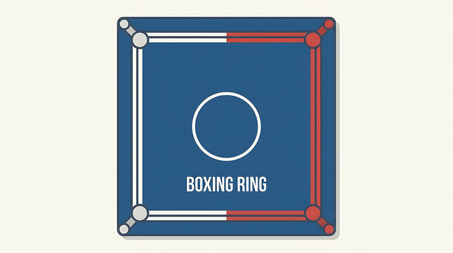 3D blue boxing ring icon on dark gradient background for sports and competition design