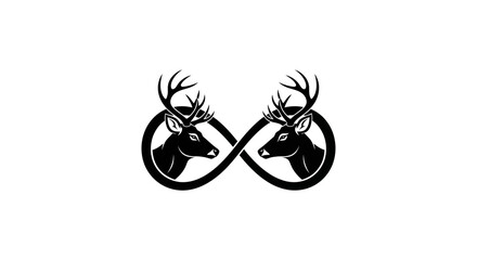 Naklejka premium Infinity Symbol with Deer Heads - Eternal Nature Connection