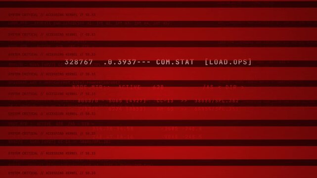 Red Digital Glitch Screen with Scrolling Virus Code, Cyber Security Hack Concept, System Error Signal Loop, Data Breach Animation, Malware Intrusion 4k video