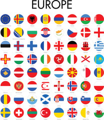 Europe Countries Flag Vector Collection with European National Flags Circular Icon Set © Pixora Creative