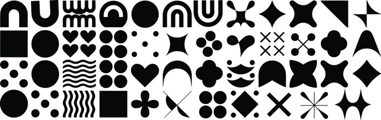 Fototapeta premium Collection of Black Geometric Shapes and Symbols vector