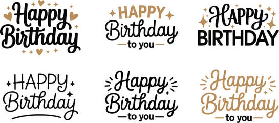 Fototapeta premium Collection of Happy Birthday Text Designs typography