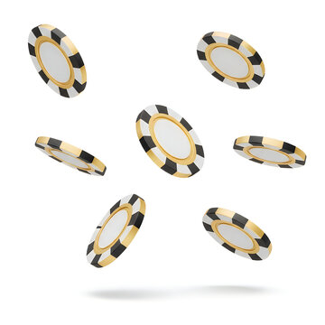 3d poker chips stack and scatter arrangement