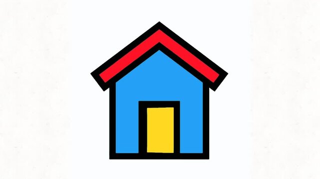 animated blue house icon with opening and closing doors