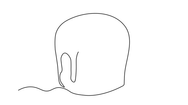 Abstract cupcake with icing, Easter cake, Self drawing animation one continuous line draw, logo on white background