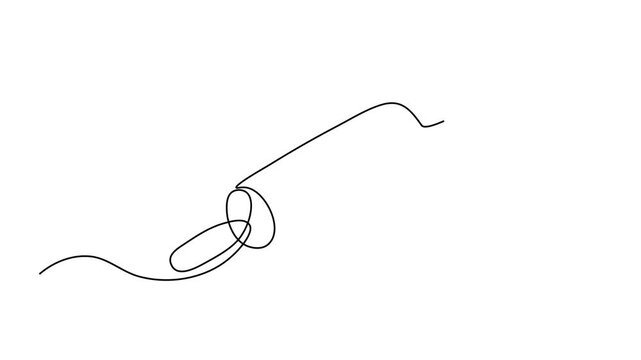 A classic rolling pin lies ready for dough work, Self drawing animation one continuous line draw, logo on white background