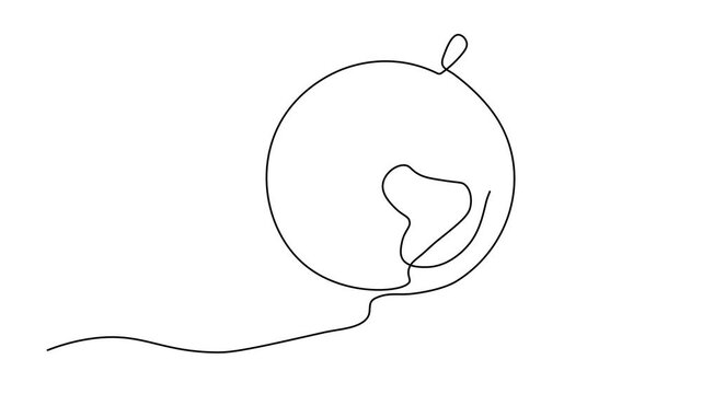 abstract globe, world map. Self drawing animation one continuous line draw, logo on white background