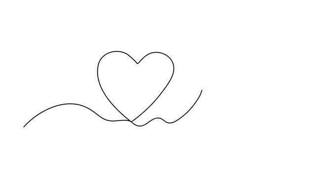 Minimalist continuous line art featuring two overlapping hearts connected by a flowing wave, symbolizing love and connection, romantic concept, unity, Valentine's Day. Self drawing animation
