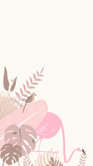 Pastel tropical bird iPhone wallpaper, beige design © Rawpixel.com