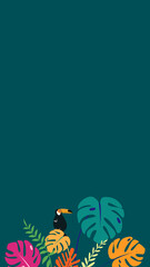 Colorful tropical toucan iPhone wallpaper, green design © Rawpixel.com