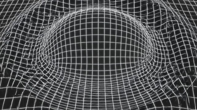 Gravity Warping Spacetime Grid Creating a Black Hole Effect
