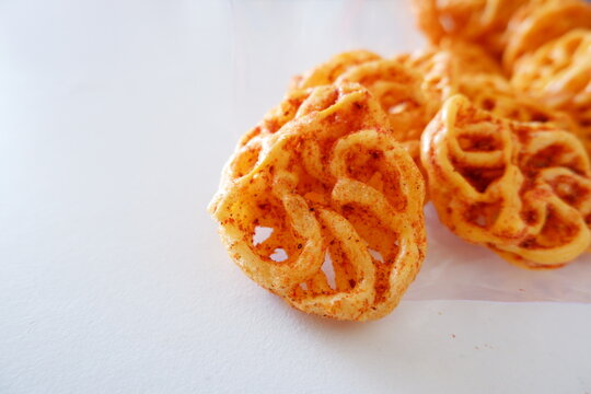 Crackers with dry seblak seasoning. A spicy snack from West Java, Indonesia.
