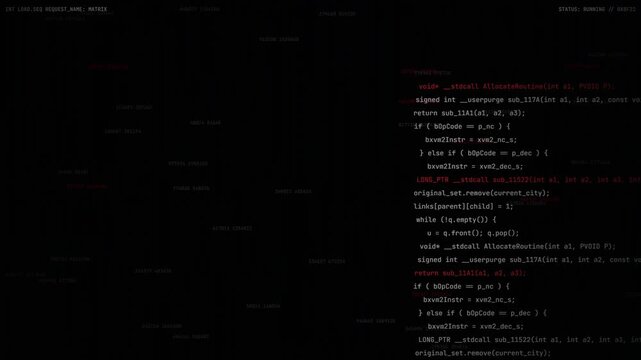 Hacking Code Scrolling on Screen with Glitch Effect, Cyber Security, Virus Infection, Data Breach, Digital System Failure, Programming Interface Loop 4k video