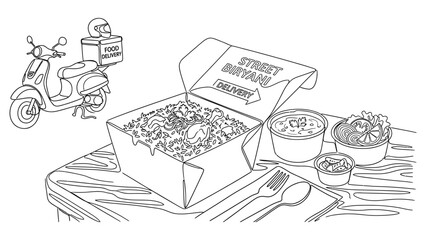 Obraz premium Street food delivery with takeout box.