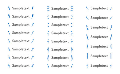 Fototapeta premium テキストを強調する注目マーク 視線誘導 青色（Attention marks for text emphasis and guiding sight）