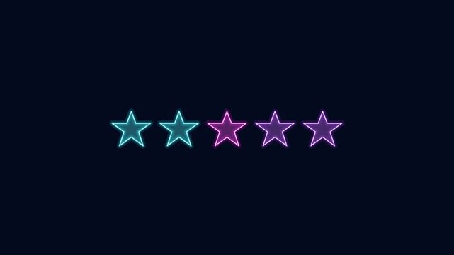Modern Five-Star Rating Display with Gradient Glowing Stars Illustrating Feedback, Quality, and User Experience Evaluation