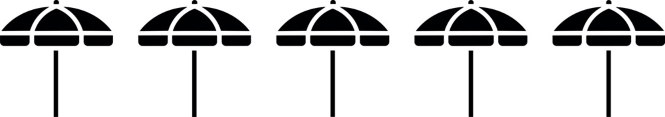 Black beach umbrella silhouette seamless pattern with sunshade parasol elements for summer vacation travel and resort background designs © Md