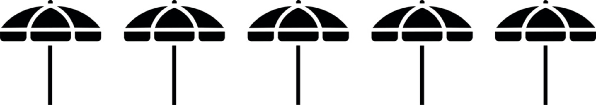 Black beach umbrella silhouette seamless pattern with sunshade parasol elements for summer vacation travel and resort background designs