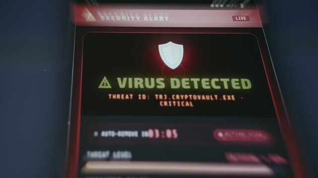 Security alert indicating of a Virus Detected